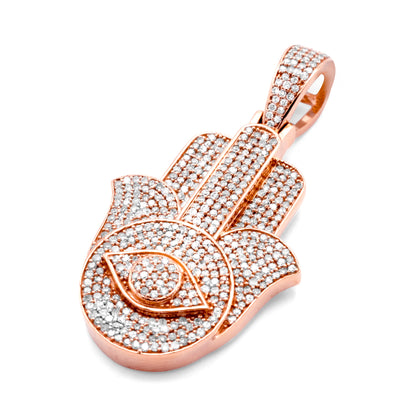 10k Rose Gold Hamsa Diamond Pendant 1.51ctw
