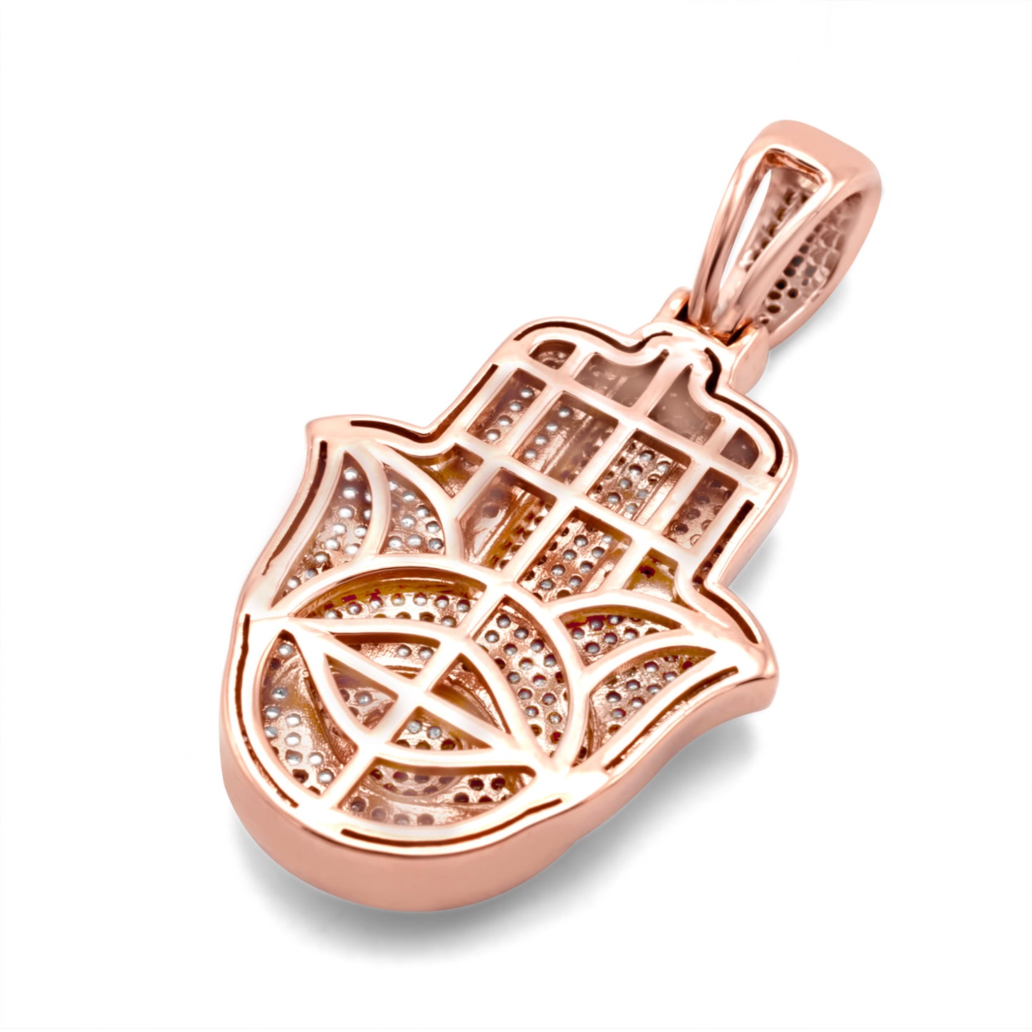 10k Rose Gold Hamsa Diamond Pendant 1.51ctw