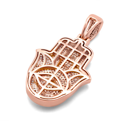 10k Rose Gold Hamsa Diamond Pendant 1.51ctw