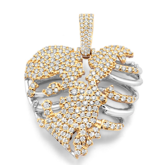 14k Yellow Gold Heart Diamond Pendant 2.02 ctw