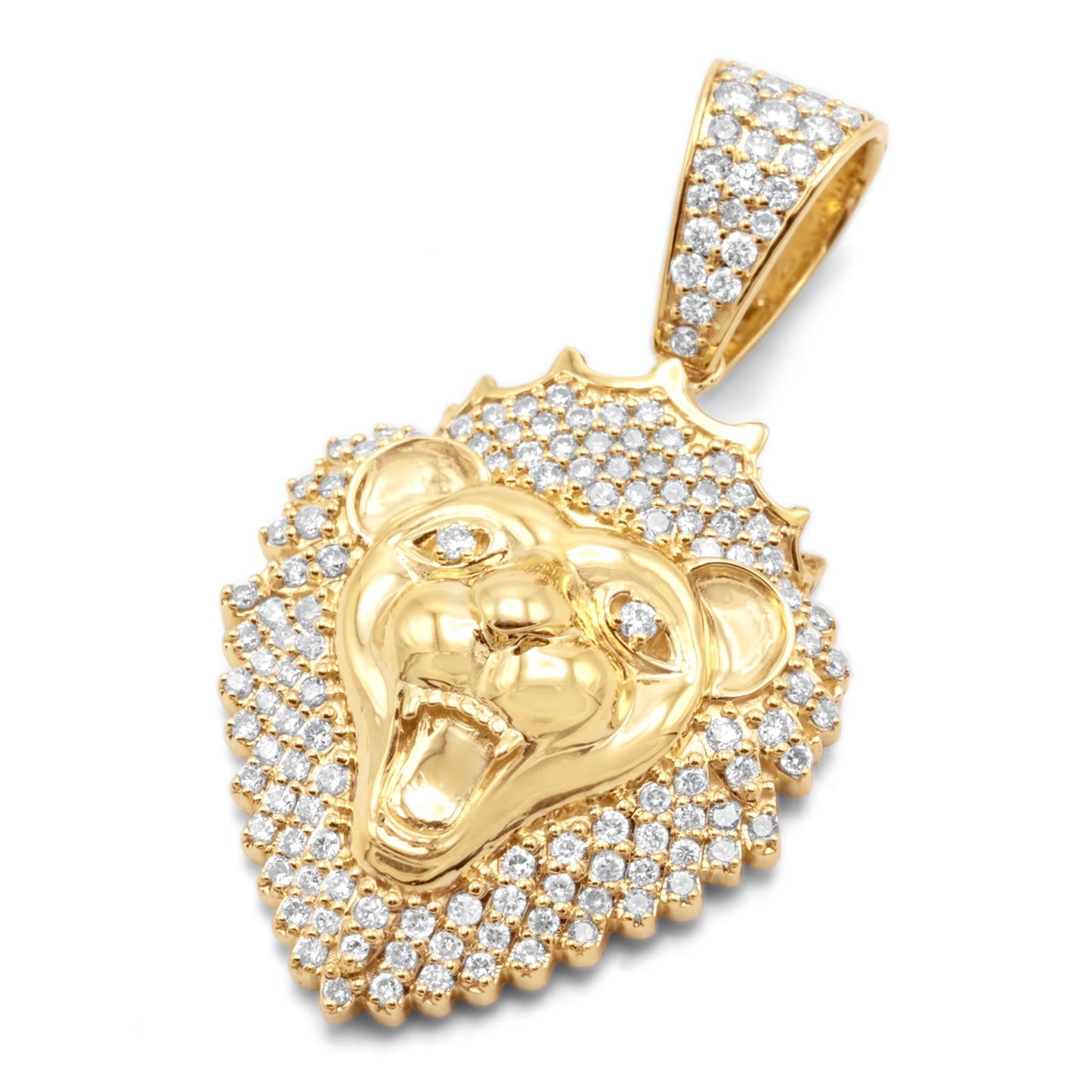 10k Yellow Gold Lion Head Diamond Pendant 1.19 ctw