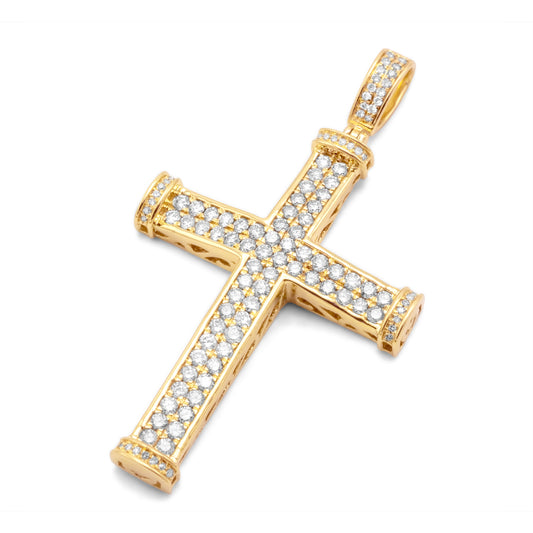 10k Solid Gold Diamond Cross 1.50ctw