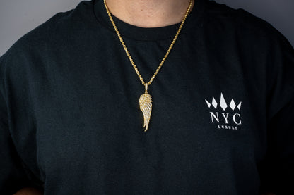 10k Yellow Gold Angel Wing Diamond Pendant 1.52ctw