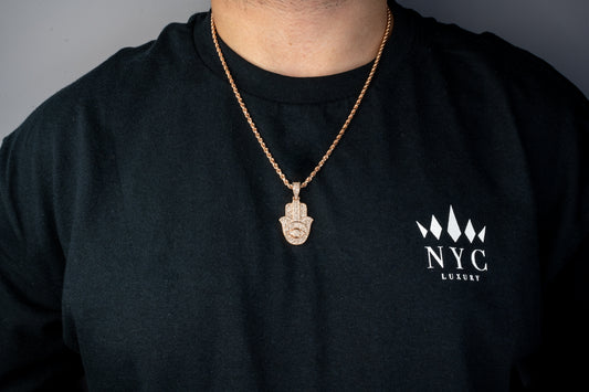 10k Rose Gold Hamsa Diamond Pendant 1.51ctw