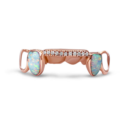 14K Yellow Gold Double Opal Cap (Top) Grillz