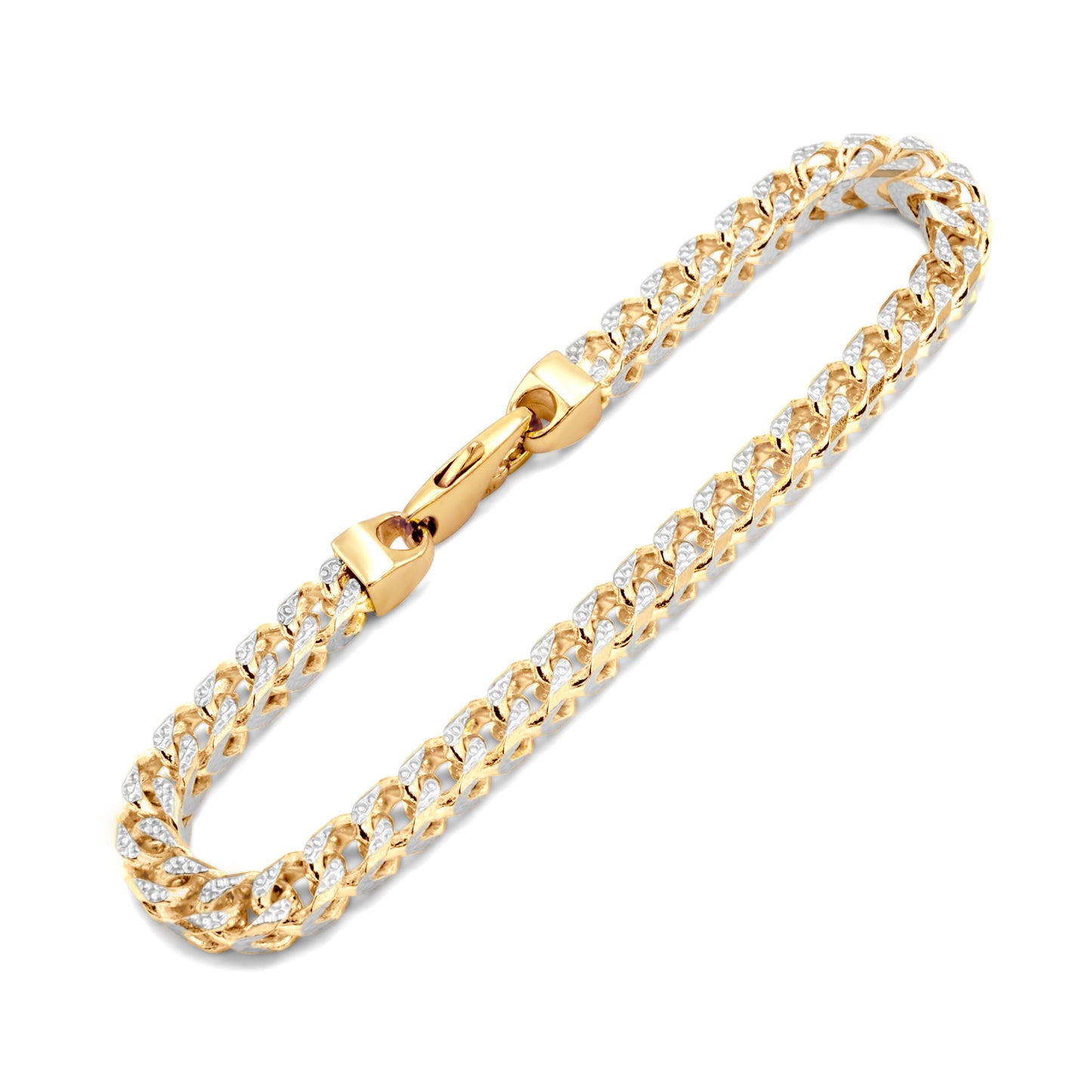 10k Yellow Gold Diamond Cut Solid Franco Link Bracelet 5.5mm