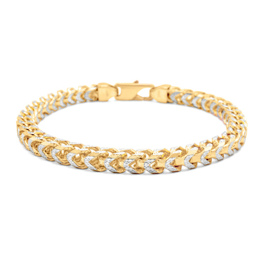 10k Yellow Gold Diamond Cut Solid Franco Link Bracelet 5.5mm