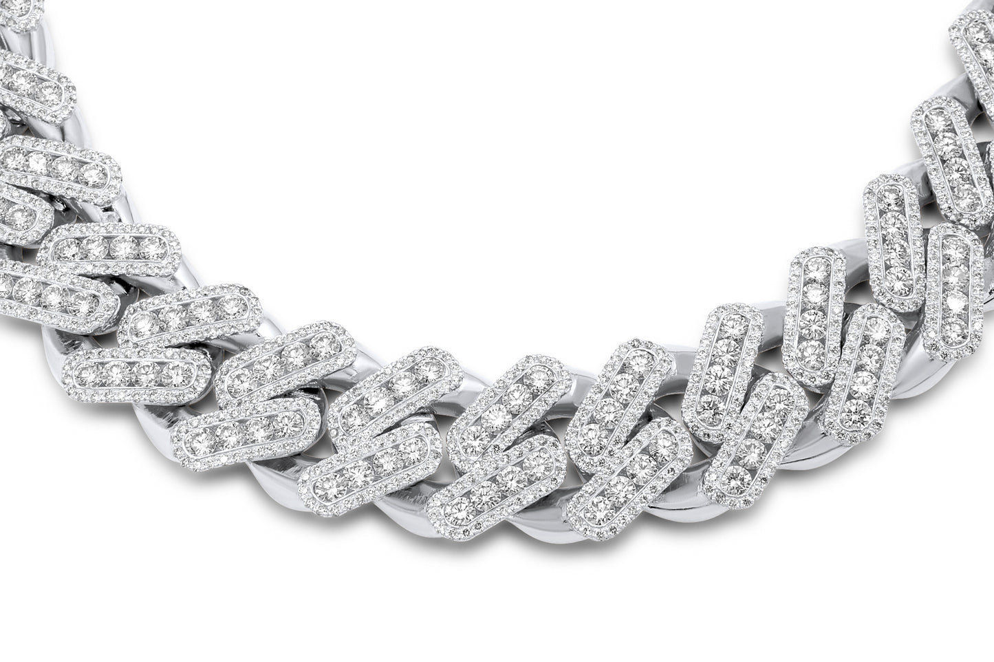 14k White Gold Cuban Link Necklace 48.50ctw