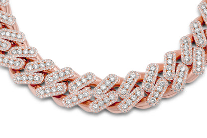 10k Solid Rose Gold Diamond Cuban Chain 34.25ctw