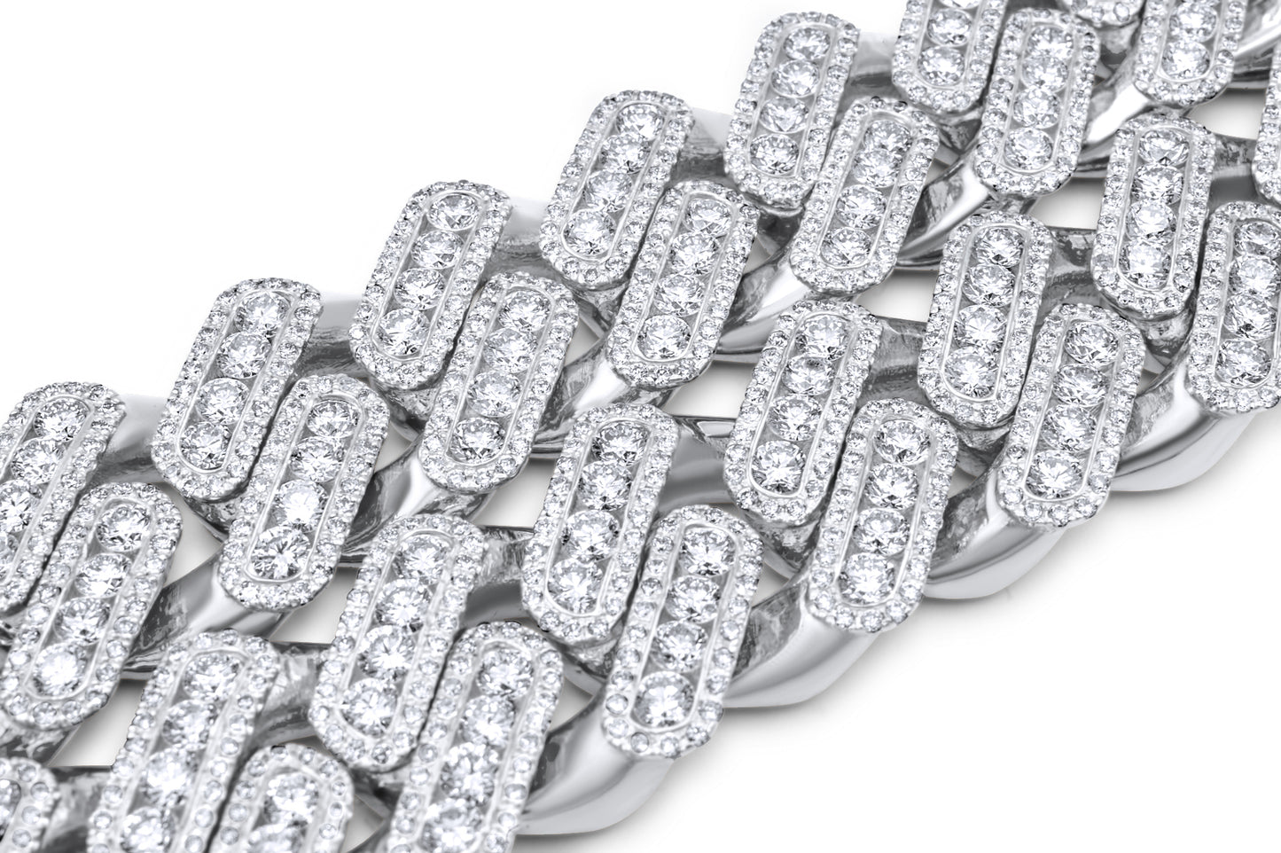14k Solid Gold Cuban Link Diamond Necklace 19.16mm 48.50 ctw