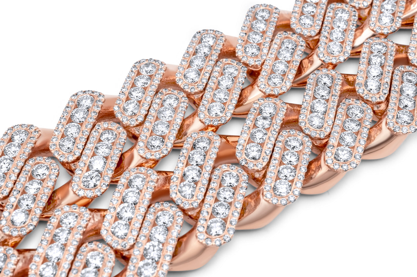 14k Solid Gold Cuban Link Diamond Necklace 19.16mm 48.50 ctw