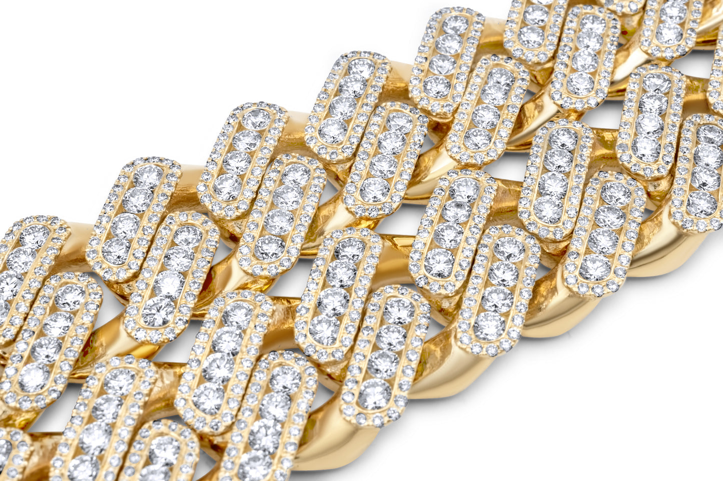 14k Solid Gold Cuban Link Diamond Necklace 19.16mm 48.50 ctw
