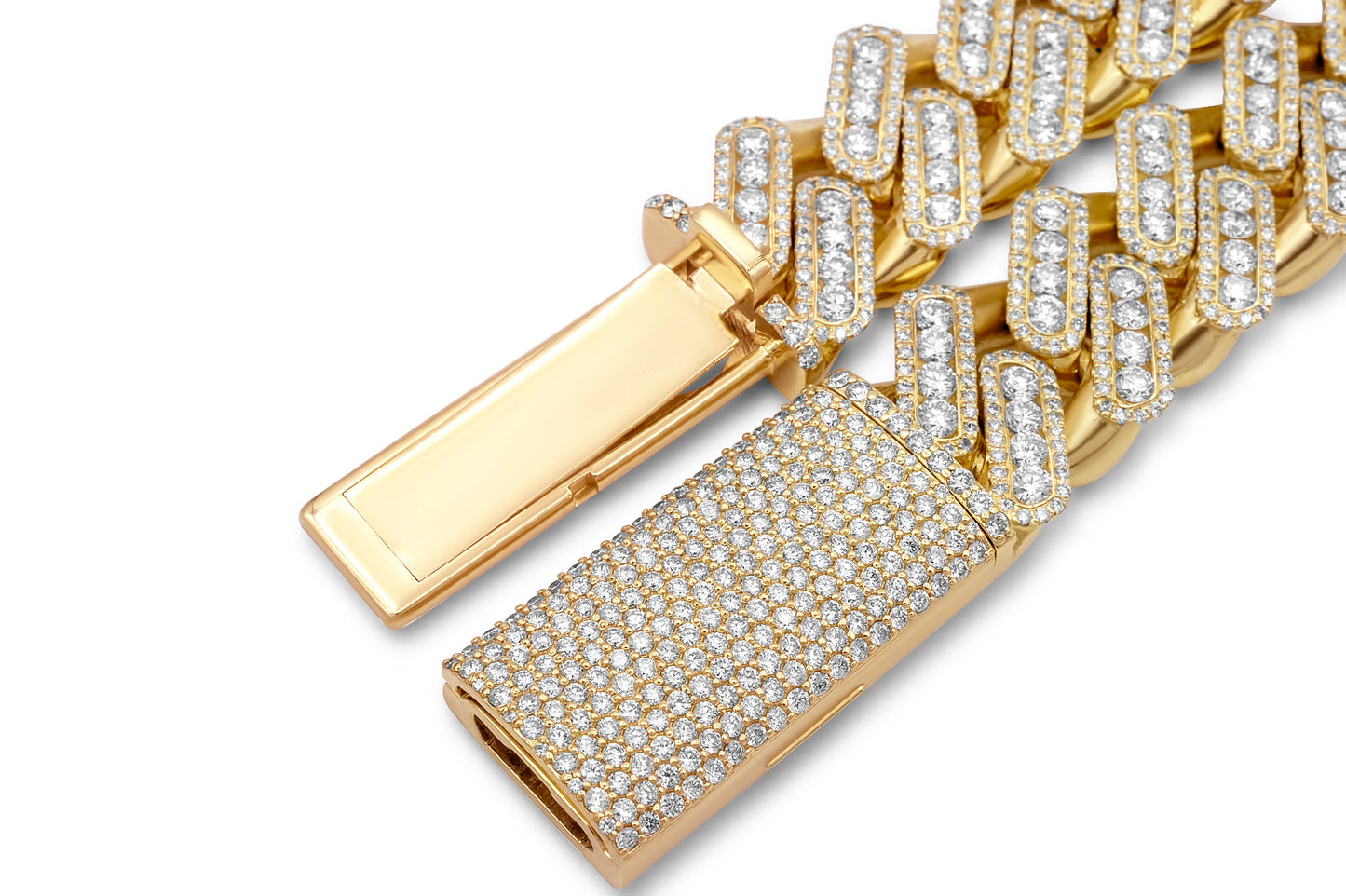 14k Solid Gold Cuban Link Diamond Necklace 19.16mm 48.50 ctw