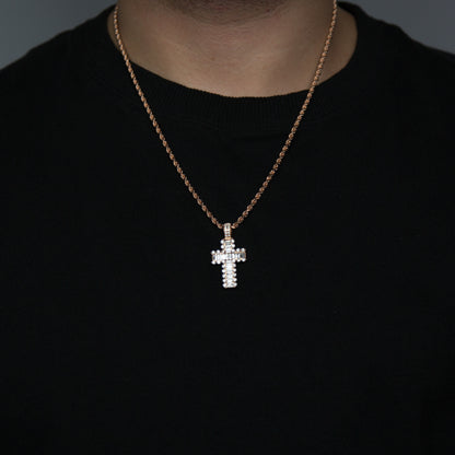 14k Solid Gold Baguette Diamond Cross 3.24ctw