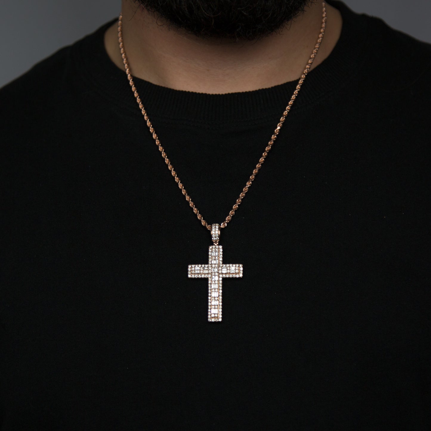 14k Solid Gold Diamond Cross 3.30ctw
