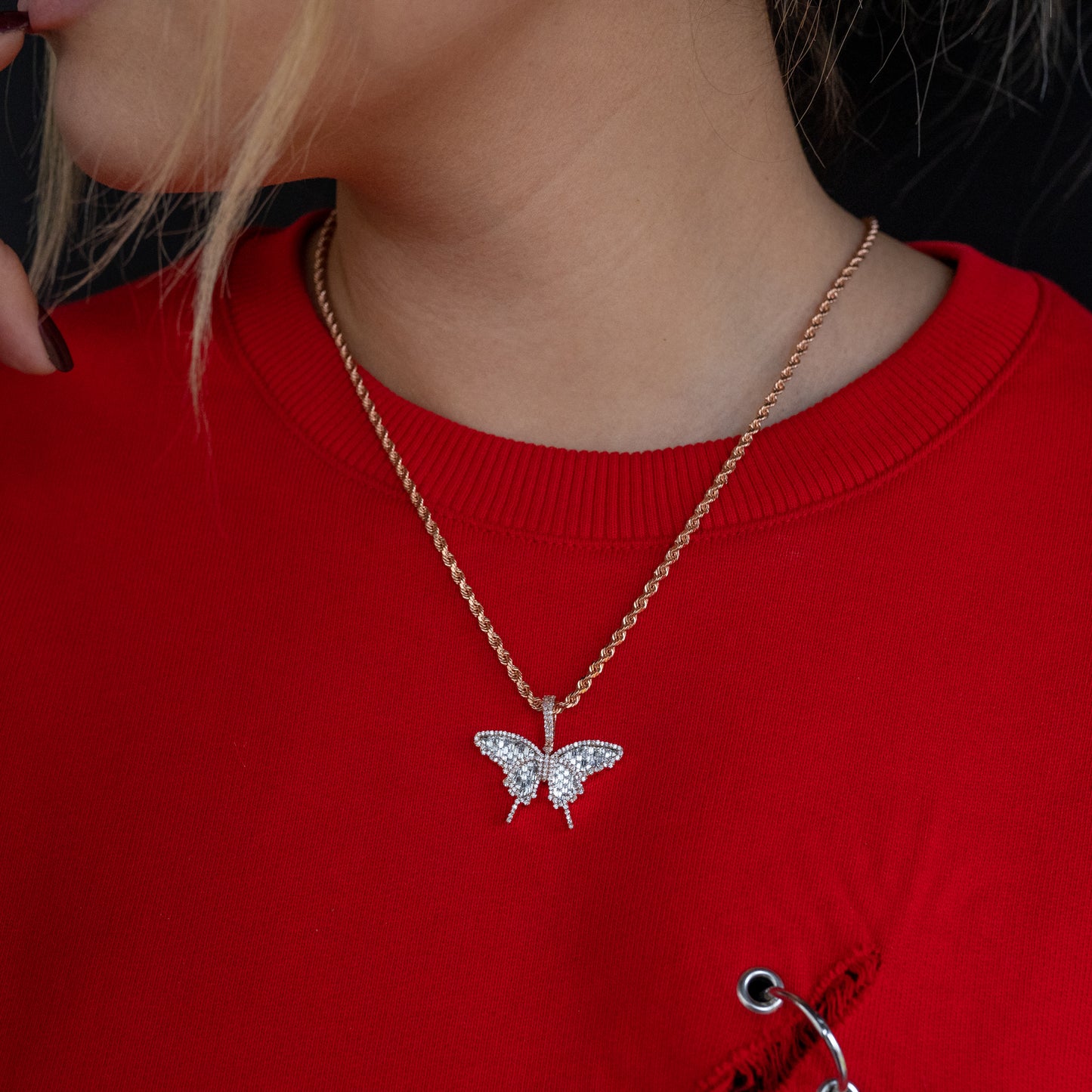 14K Butterfly Diamond Pendant 1.26 ctw