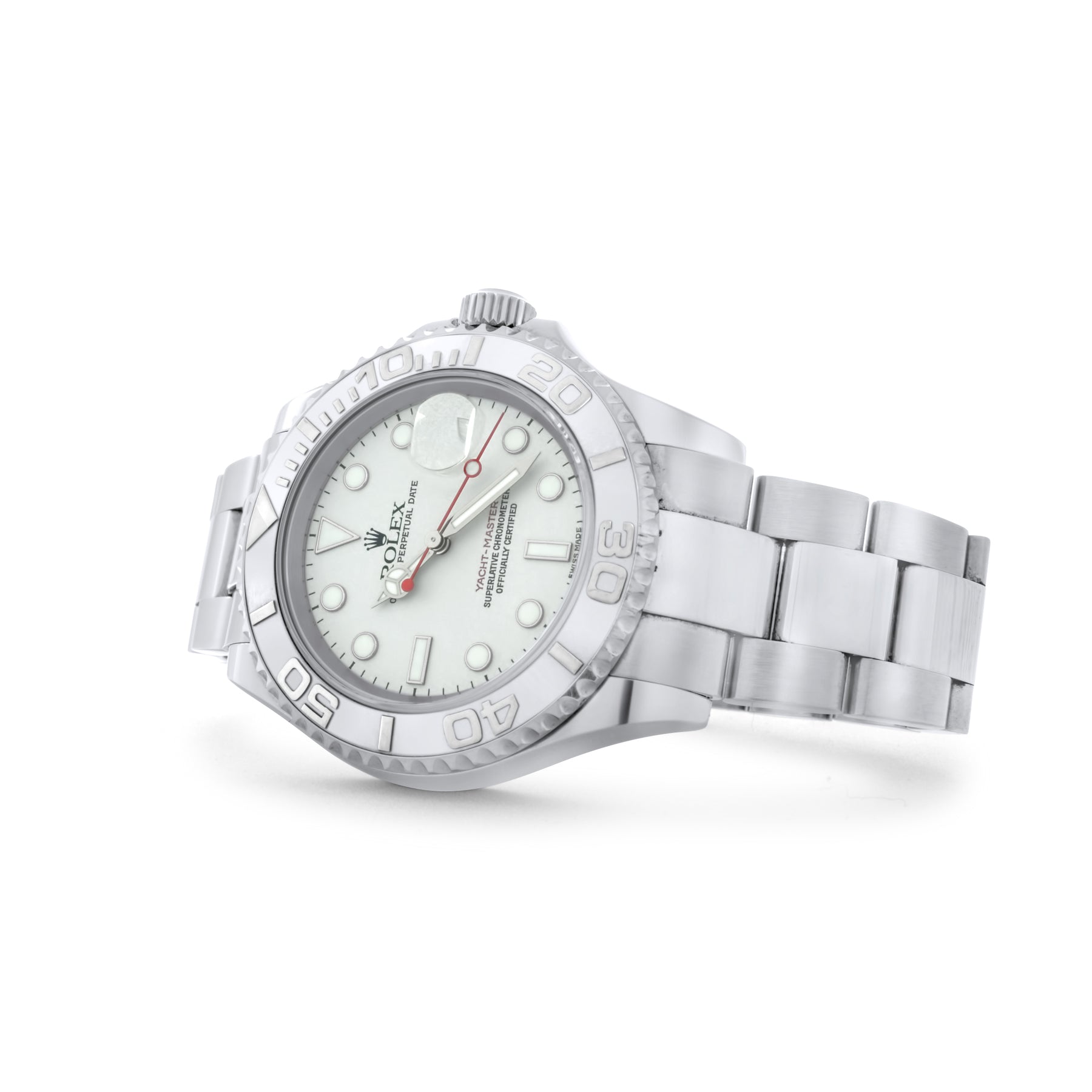 Rolex Yacht-Master Steel Platinum Dial Diamond Bezel 40mm Watch F 16622
