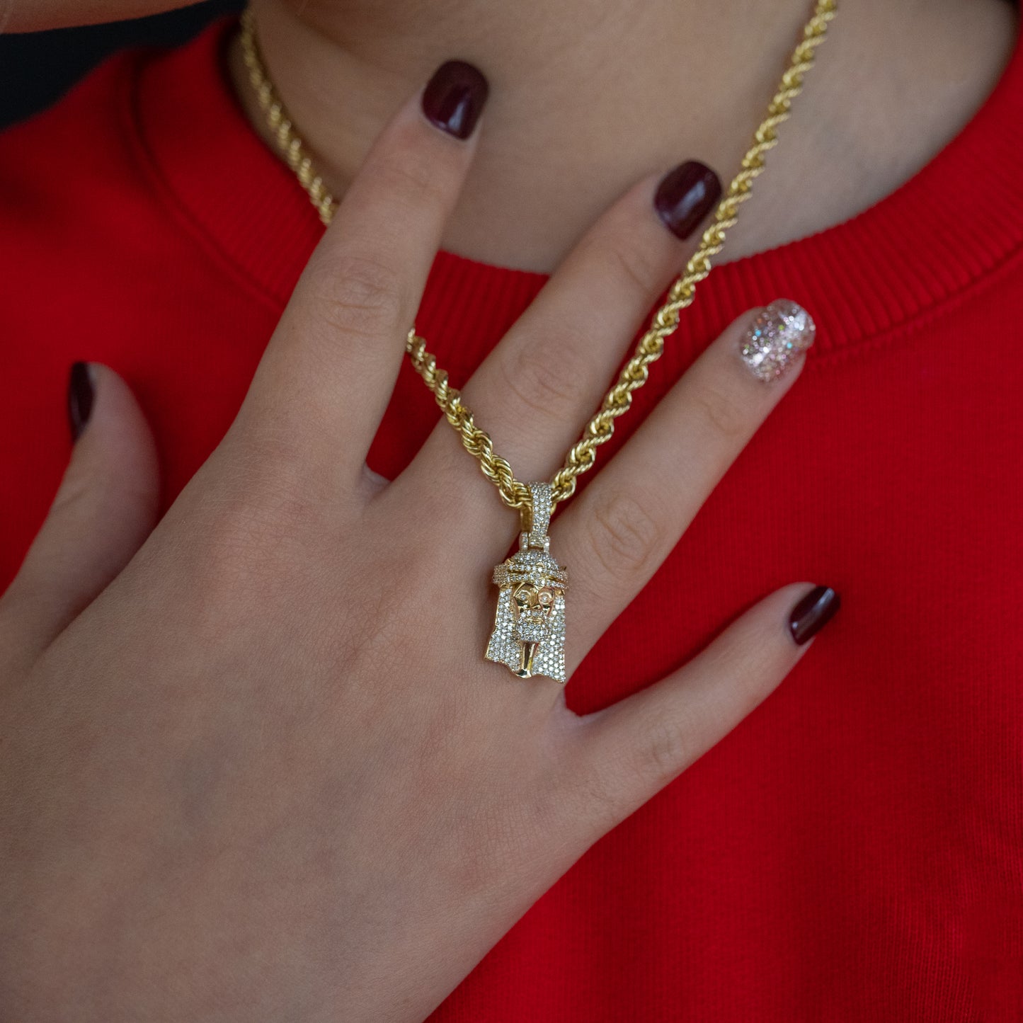 14K Solid Gold Jesus Diamond Pendant 0.60ctw