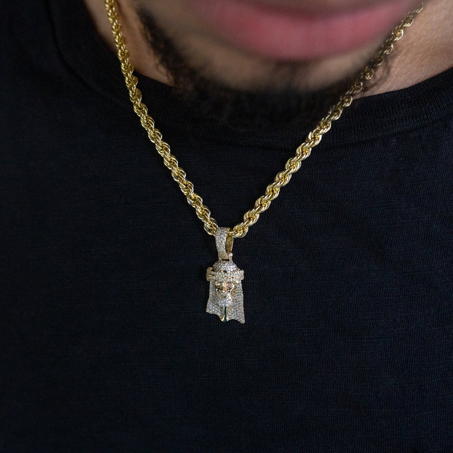 14K Solid Gold Jesus Diamond Pendant 0.60ctw