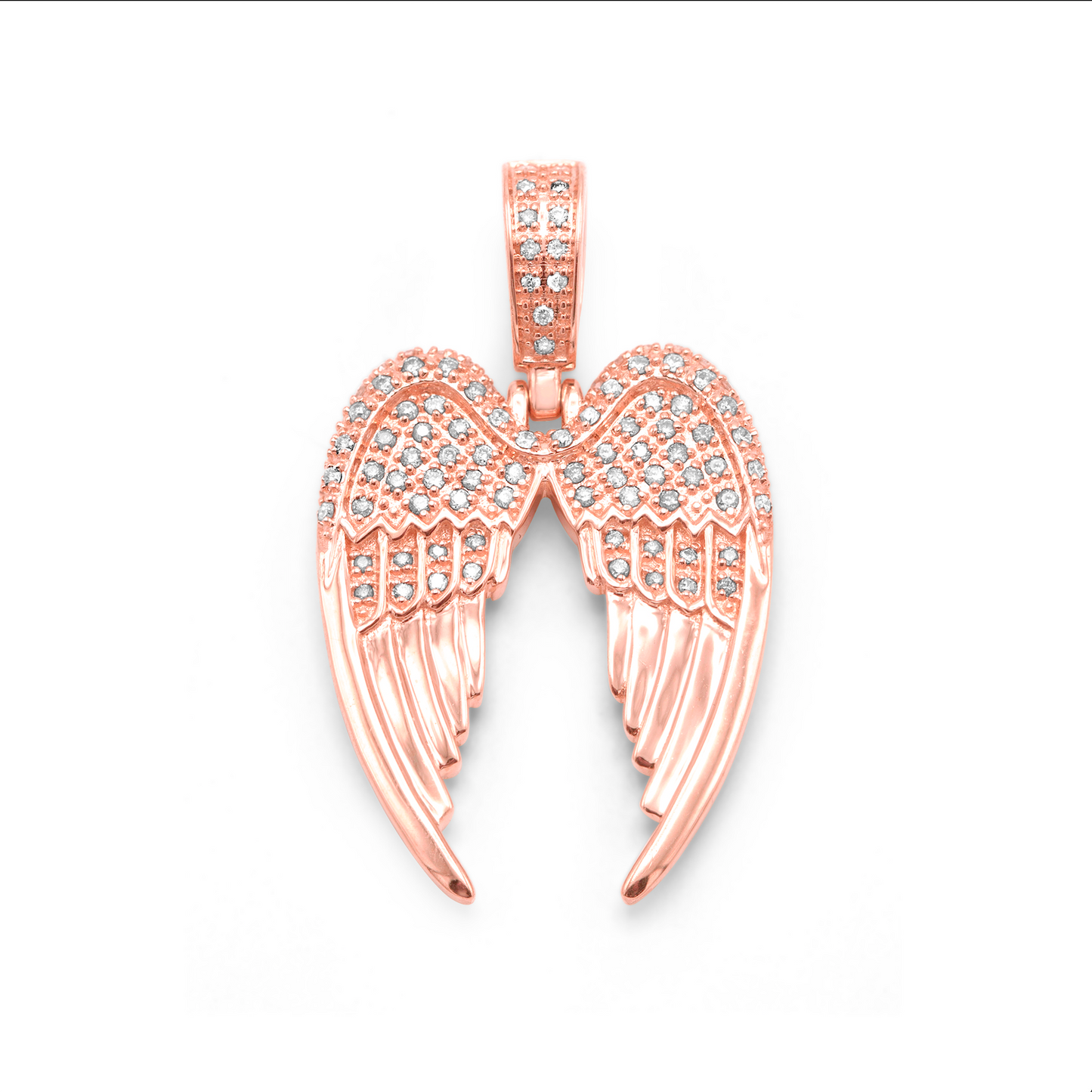 14k Angel Wings Pendant 0.43Ctw
