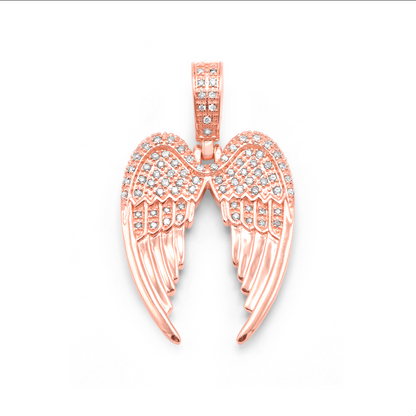 14k Angel Wings Pendant 0.43Ctw
