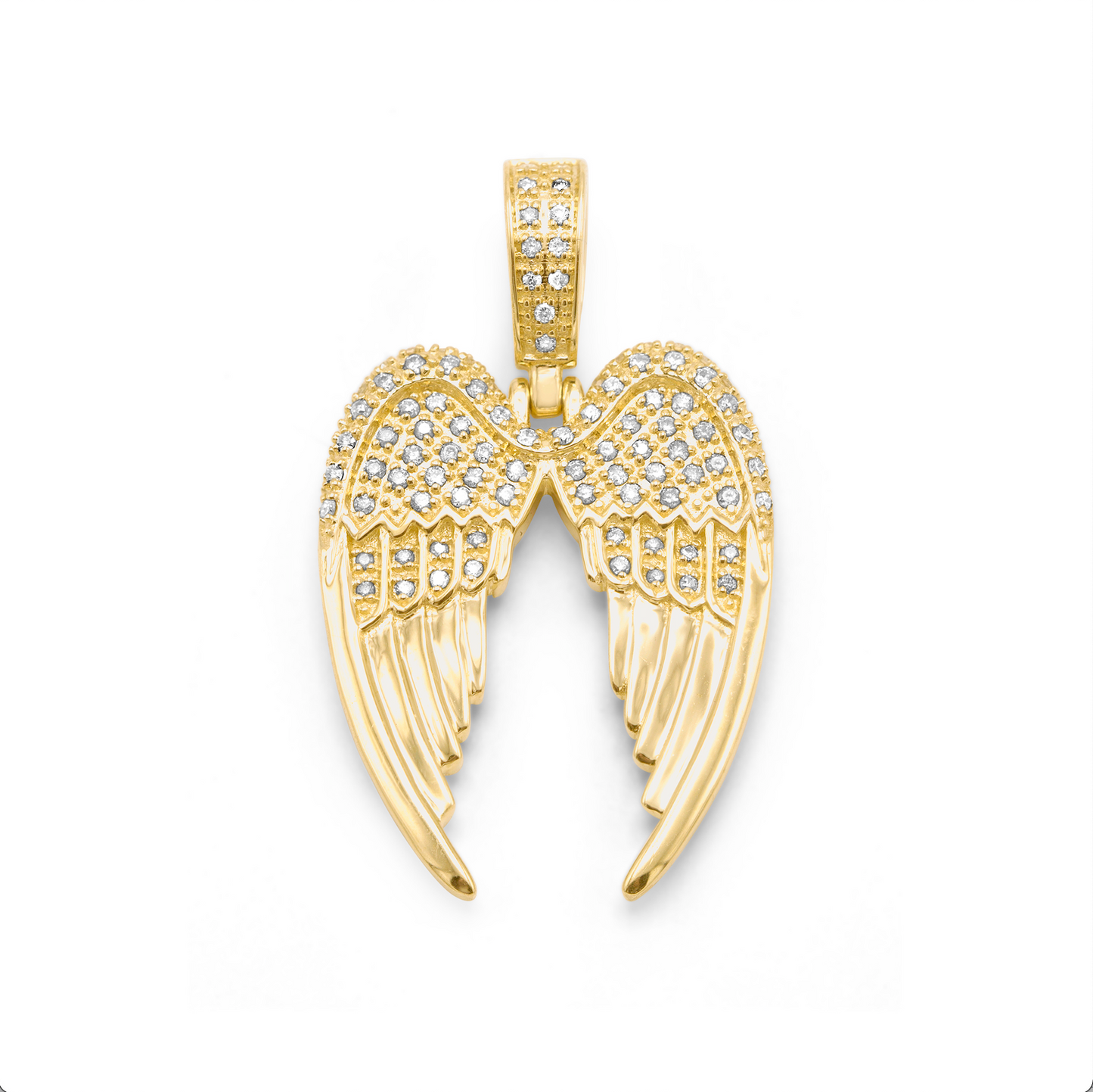 14k Angel Wings Pendant 0.43Ctw