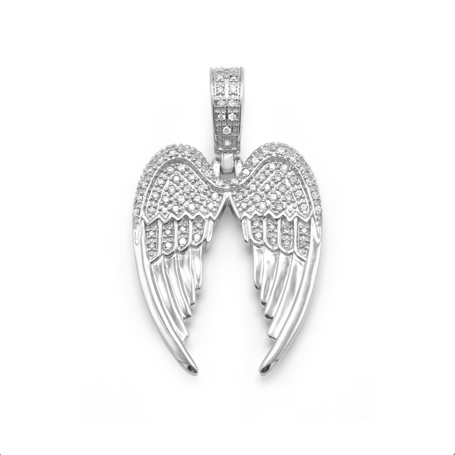 14k Angel Wings Pendant 0.43Ctw