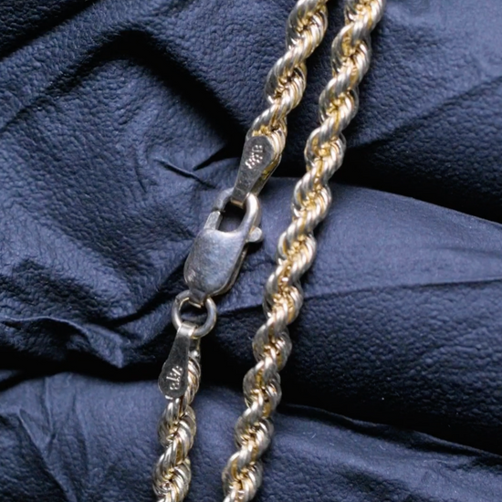 10K Yellow Gold Hollow Rope Chain 3mm