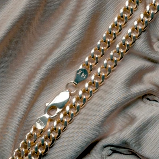 14k Semi-Solid Yellow Gold Cuban Link Chain 4.5mm