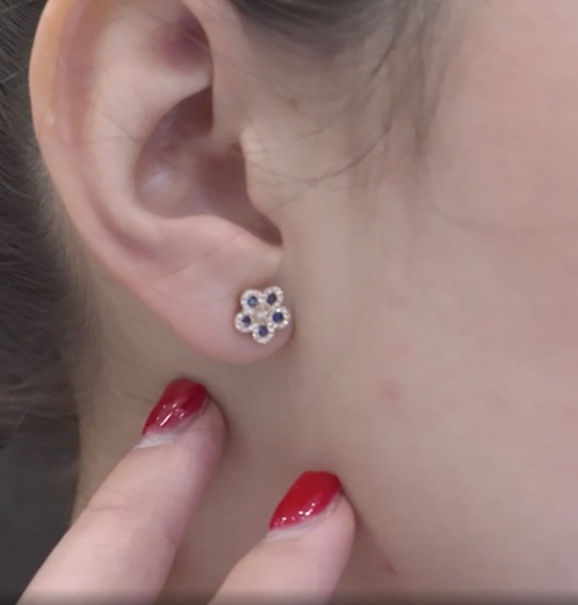 14k Rose Gold Diamond Sapphire Flower Earrings