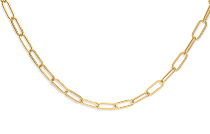 14K Yellow Gold Hollow Paperclip Chain 7mm