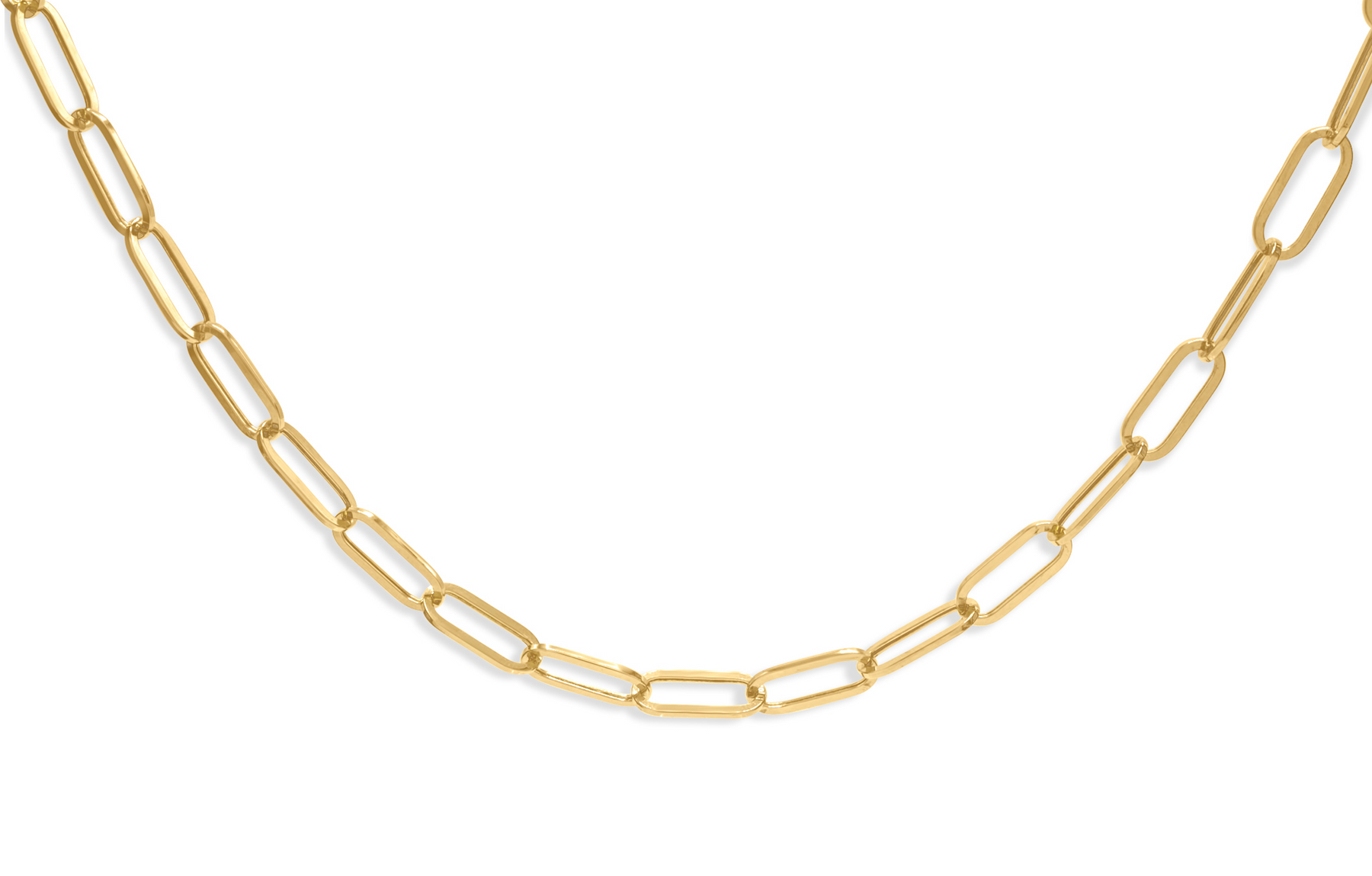 Paperclip Chain, Solid, 20 Inches, 14K Yellow Gold