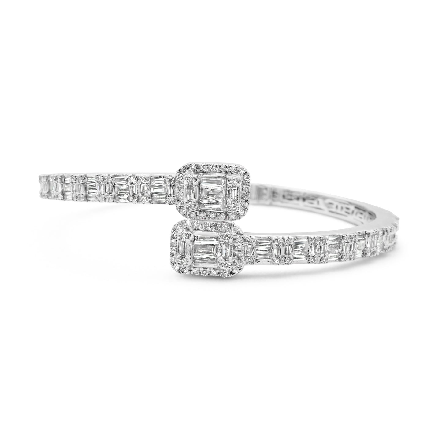 10k Solid Gold Diamond Baguette Bangle 2.15ctw