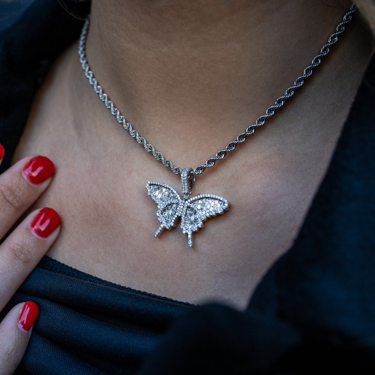 14K Butterfly Diamond Pendant 1.26 ctw