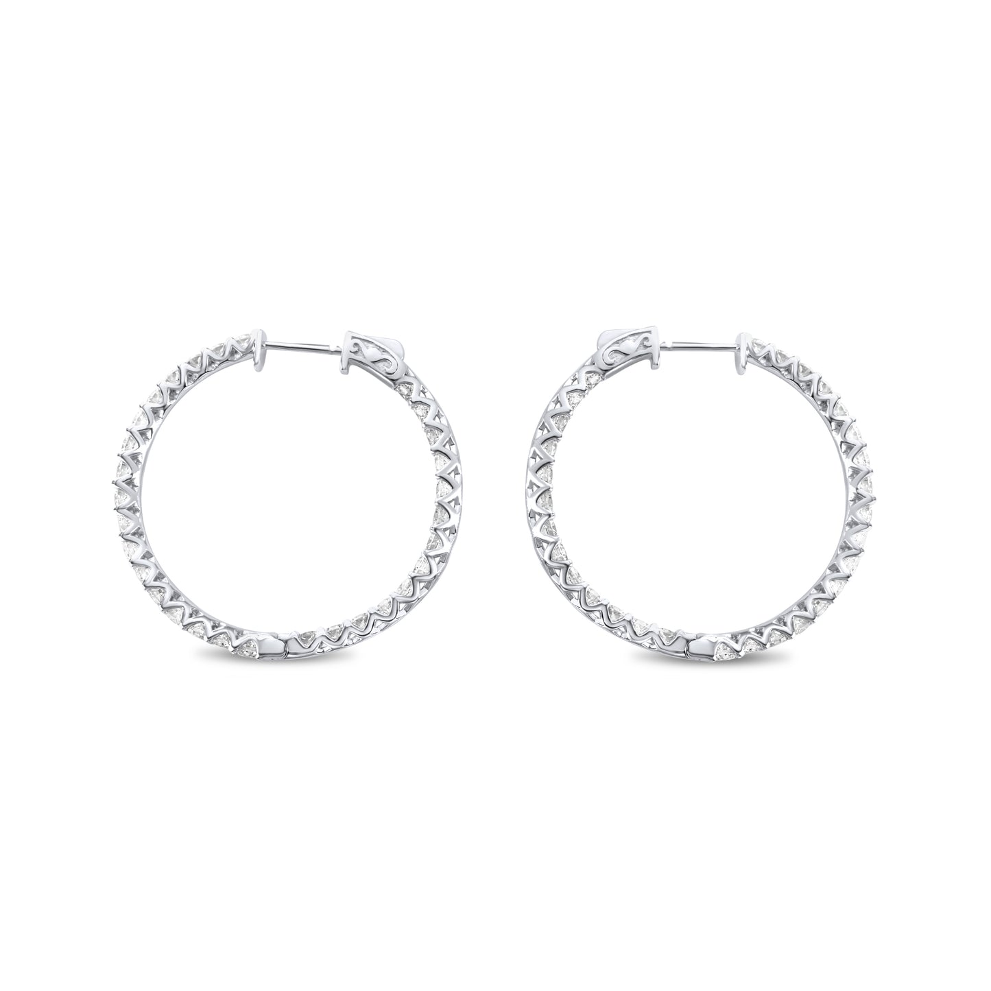 14k White Gold Diamond Hoop Earrings 5.28 ctw