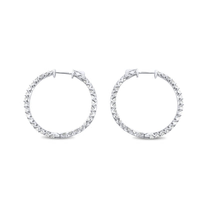 14k White Gold Diamond Hoop Earrings 5.28 ctw