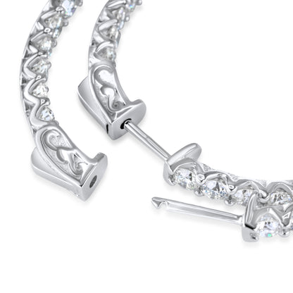 14k White Gold Diamond Hoop Earrings 5.28 ctw