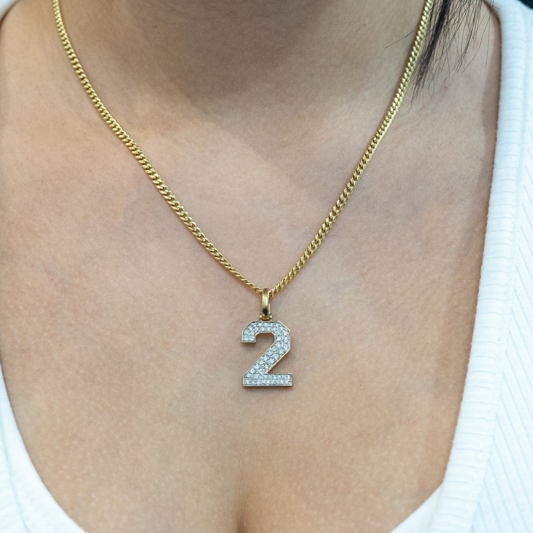 10k Yellow Gold Diamond Number 2 Pendant 0.51 ctw NYC Luxury