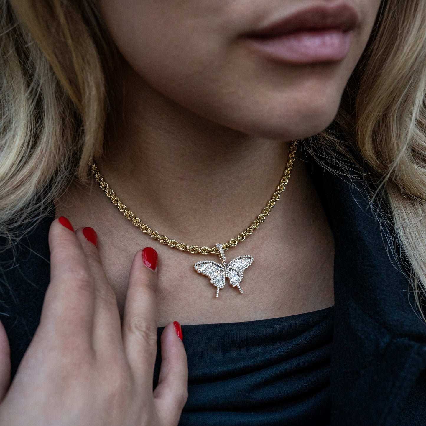 14K Butterfly Diamond Pendant 1.26 ctw