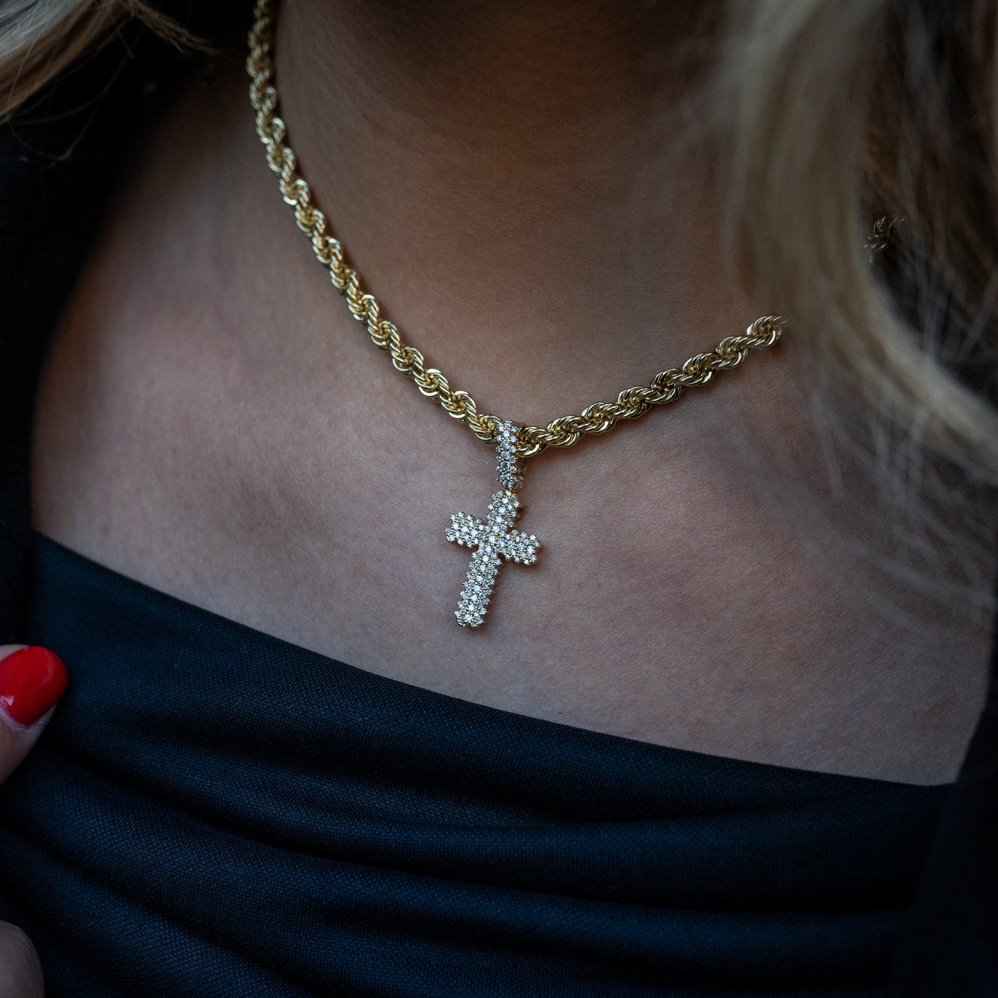 14K Diamond Cross Pendant 0.44 ctw