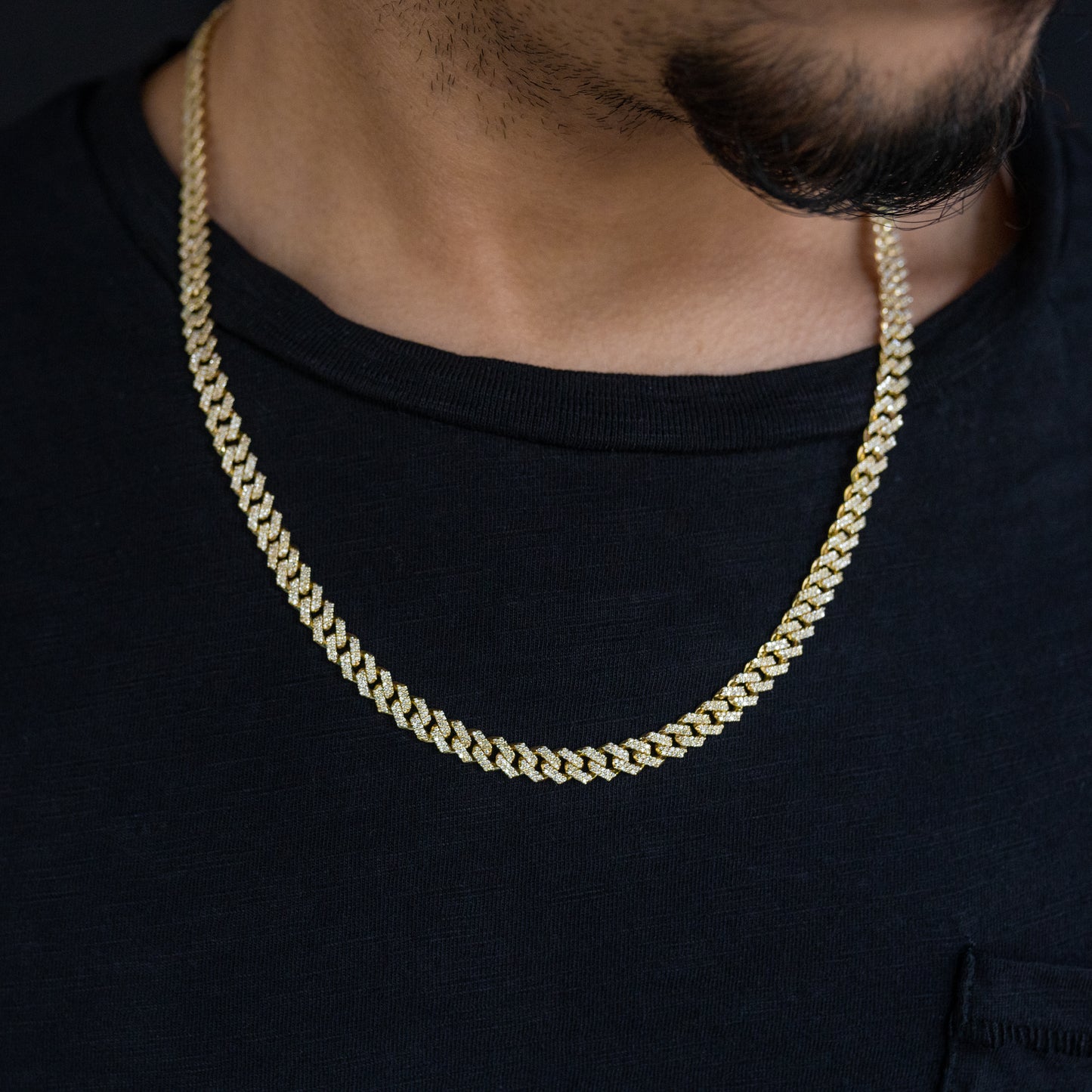 10K Yellow Gold Diamond Cuban Chain 7.00mm 5.31 ctw