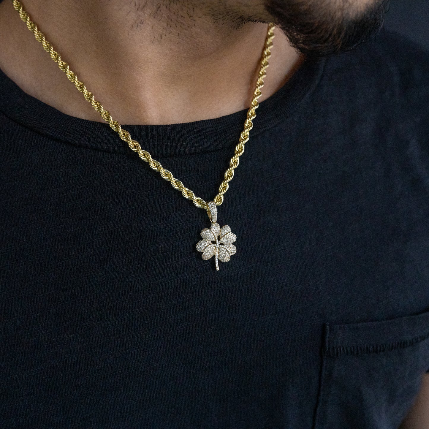 14K Four Leaf Clover Diamond Pendant 0.70 ctw