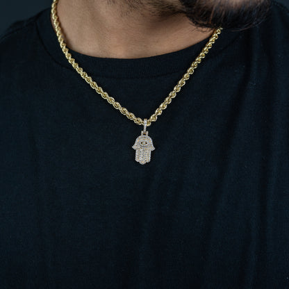 14k Solid Gold Diamond Hamsa Pendant 0.81 ctw