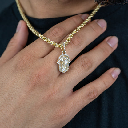 14k Solid Gold Diamond Hamsa Pendant 0.81 ctw