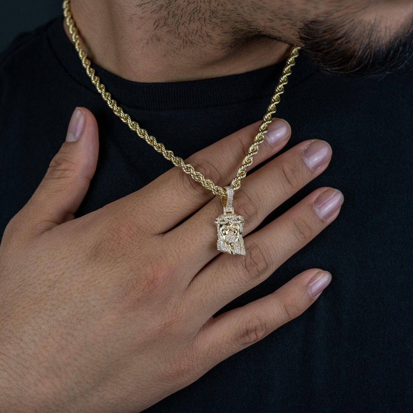 14K Jesus Head Diamond Pendant 0.45 ctw
