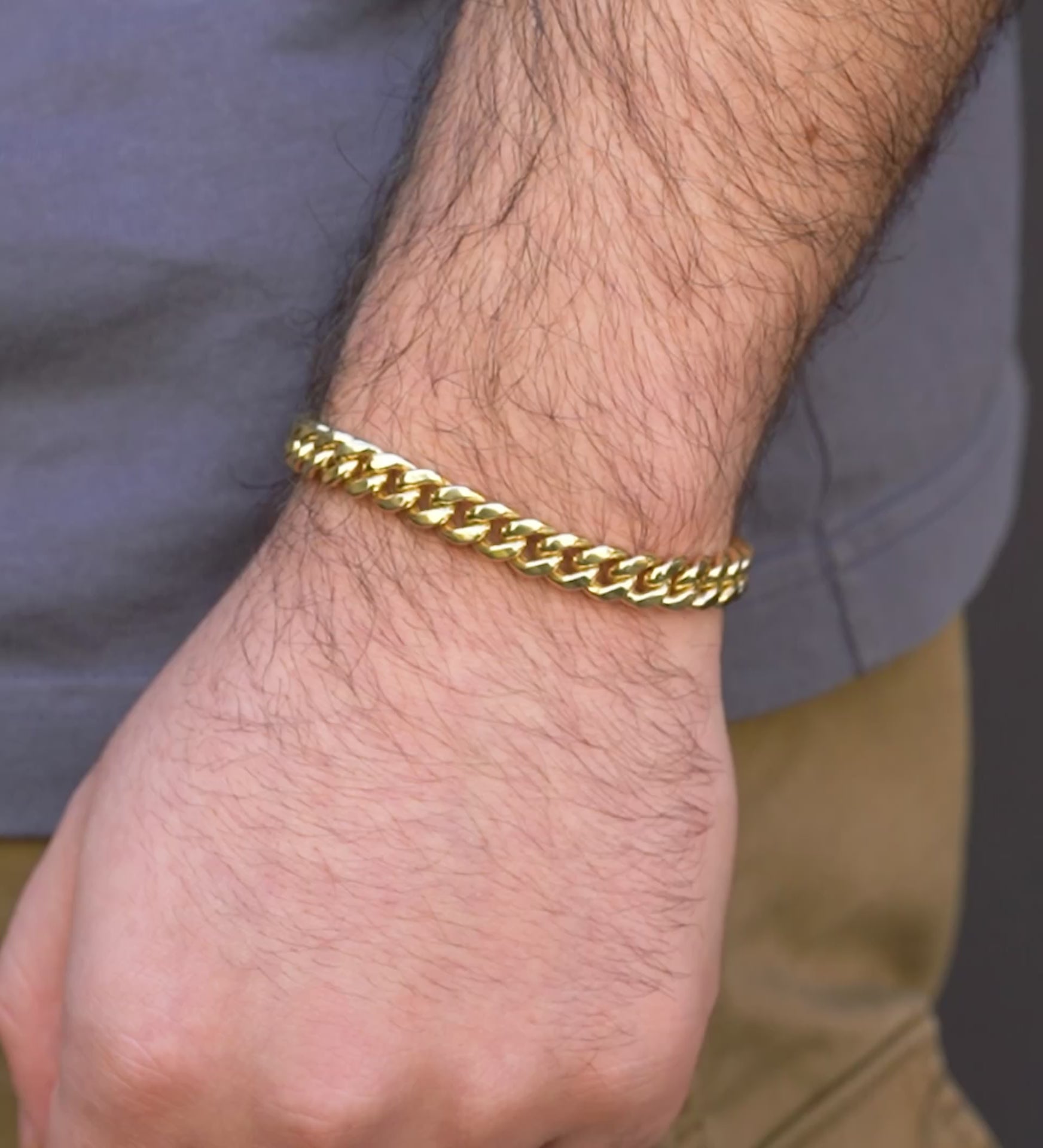 14K Hollow Yellow Gold Miami Cuban Link Bracelet 8mm NYC Luxury