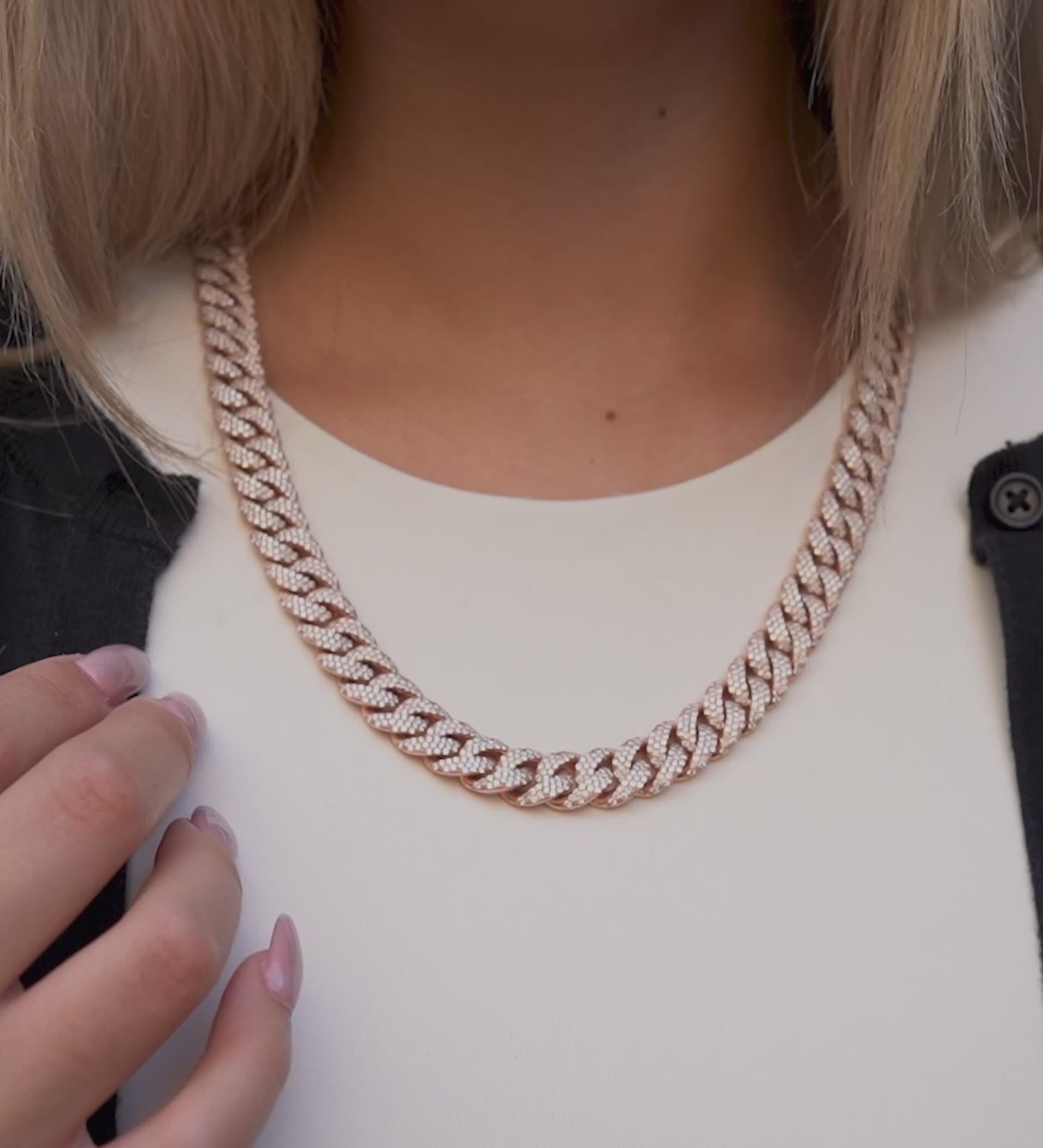 10k Rose Gold Diamond Cuban Chain 12mm 28 CTW