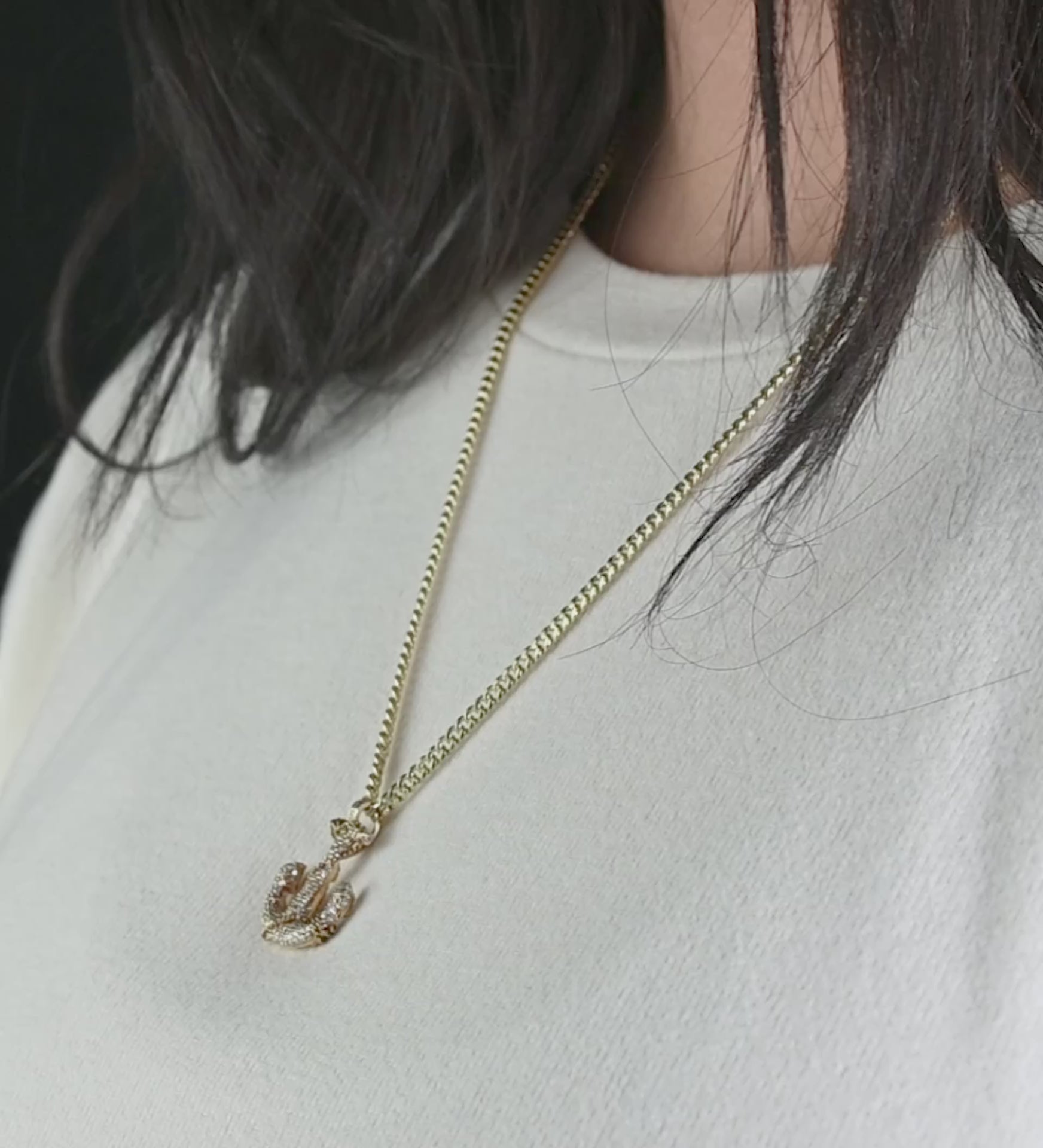 10K Rose Gold Anchor Diamond Pendant 0.65 ctw