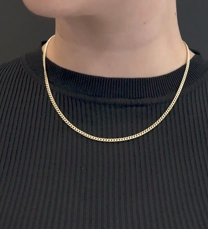 14k Solid White Gold Cuban Link Chain 3mm