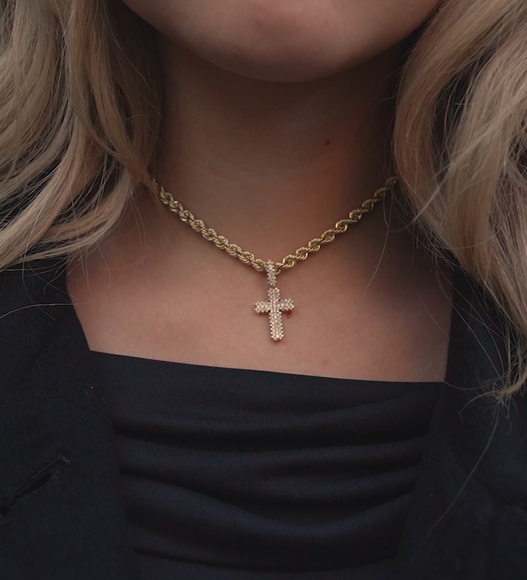 14K Yellow Gold Diamond Cross Pendant .44 CTW